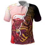 Personalized Brisbane Broncos vs Dolphins Polo Shirt Rivalry Dynamic Sports Rugby Mascot Graphic Art
