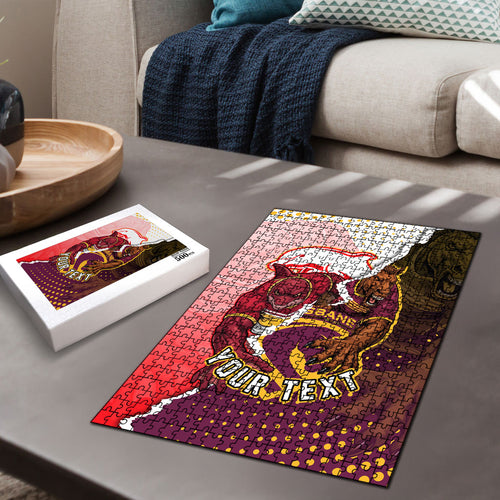 Personalized Brisbane Broncos vs Dolphins Puzzle Rivalry Dynamic Sports Rugby Mascot Graphic Art