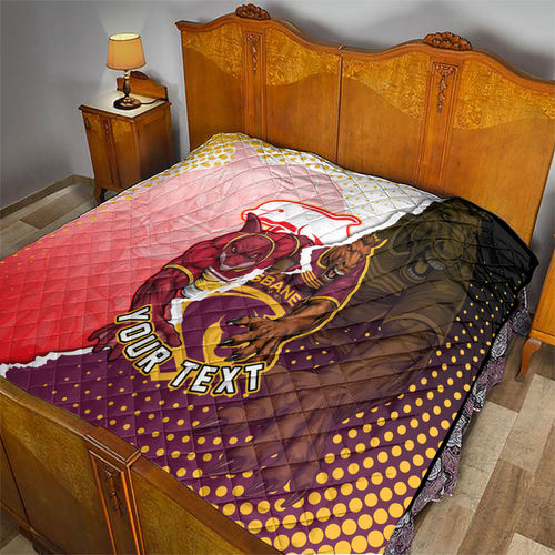 Personalized Brisbane Broncos vs Dolphins Quilt Rivalry Dynamic Sports Rugby Mascot Graphic Art
