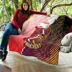 Personalized Brisbane Broncos vs Dolphins Quilt Rivalry Dynamic Sports Rugby Mascot Graphic Art