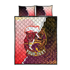 Personalized Brisbane Broncos vs Dolphins Quilt Bed Set Rivalry Dynamic Sports Rugby Mascot Graphic Art