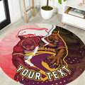 Personalized Brisbane Broncos vs Dolphins Round Carpet Rivalry Dynamic Sports Rugby Mascot Graphic Art
