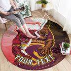 Personalized Brisbane Broncos vs Dolphins Round Carpet Rivalry Dynamic Sports Rugby Mascot Graphic Art