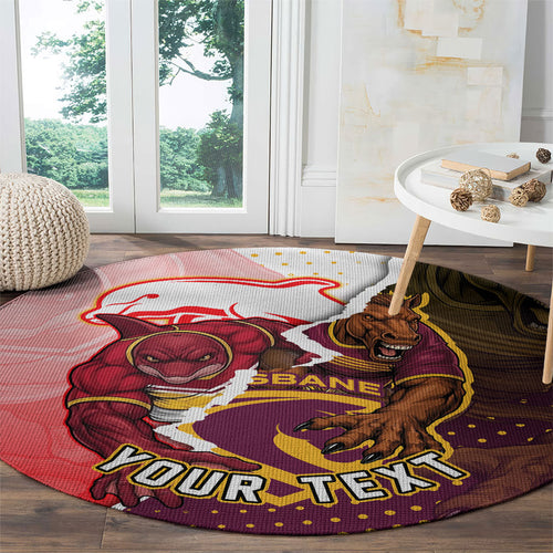 Personalized Brisbane Broncos vs Dolphins Round Carpet Rivalry Dynamic Sports Rugby Mascot Graphic Art
