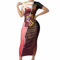 Personalized Brisbane Broncos vs Dolphins Short Sleeve Bodycon Dress Rivalry Dynamic Sports Rugby Mascot Graphic Art
