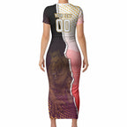 Personalized Brisbane Broncos vs Dolphins Short Sleeve Bodycon Dress Rivalry Dynamic Sports Rugby Mascot Graphic Art