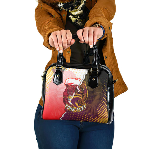 Personalized Brisbane Broncos vs Dolphins Shoulder Handbag Rivalry Dynamic Sports Rugby Mascot Graphic Art