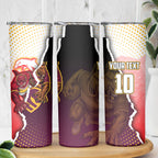 Personalized Brisbane Broncos vs Dolphins Skinny Tumbler Rivalry Dynamic Sports Rugby Mascot Graphic Art