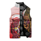 Personalized Brisbane Broncos vs Dolphins Sleeveless Puffer Jacket Rivalry Dynamic Sports Rugby Mascot Graphic Art