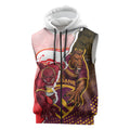 Personalized Brisbane Broncos vs Dolphins Sleeveless Zip Hoodie Rivalry Dynamic Sports Rugby Mascot Graphic Art