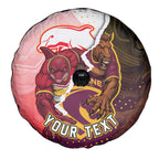 Personalized Brisbane Broncos vs Dolphins Spare Tire Cover Rivalry Dynamic Sports Rugby Mascot Graphic Art