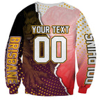 Personalized Brisbane Broncos vs Dolphins Sweatshirt Rivalry Dynamic Sports Rugby Mascot Graphic Art