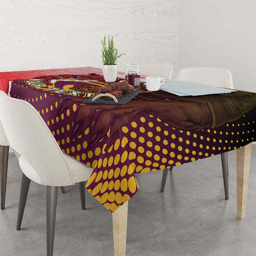 Personalized Brisbane Broncos vs Dolphins Tablecloth Rivalry Dynamic Sports Rugby Mascot Graphic Art