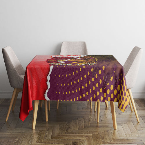 Personalized Brisbane Broncos vs Dolphins Tablecloth Rivalry Dynamic Sports Rugby Mascot Graphic Art