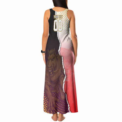 Personalized Brisbane Broncos vs Dolphins Tank Maxi Dress Rivalry Dynamic Sports Rugby Mascot Graphic Art