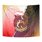 Personalized Brisbane Broncos vs Dolphins Tapestry Rivalry Dynamic Sports Rugby Mascot Graphic Art