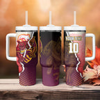 Personalized Brisbane Broncos vs Dolphins Tumbler With Handle Rivalry Dynamic Sports Rugby Mascot Graphic Art