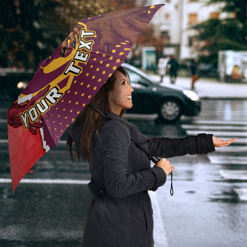 Personalized Brisbane Broncos vs Dolphins Umbrella Rivalry Dynamic Sports Rugby Mascot Graphic Art