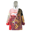 Personalized Brisbane Broncos vs Dolphins Wearable Blanket Hoodie Rivalry Dynamic Sports Rugby Mascot Graphic Art