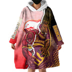 Personalized Brisbane Broncos vs Dolphins Wearable Blanket Hoodie Rivalry Dynamic Sports Rugby Mascot Graphic Art