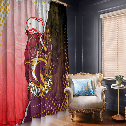 Personalized Brisbane Broncos vs Dolphins Window Curtain Rivalry Dynamic Sports Rugby Mascot Graphic Art