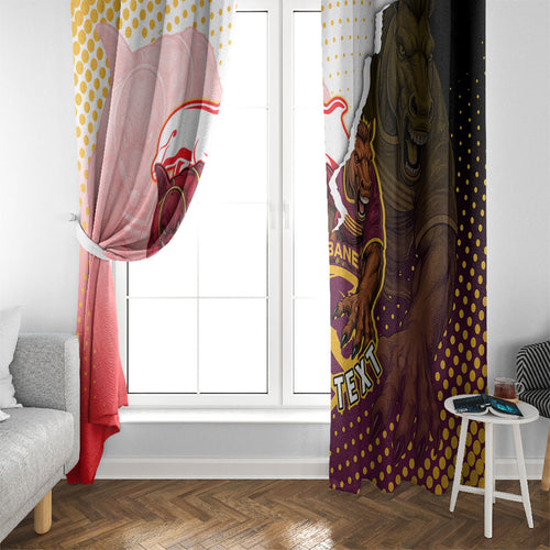 Personalized Brisbane Broncos vs Dolphins Window Curtain Rivalry Dynamic Sports Rugby Mascot Graphic Art