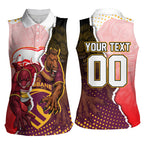 Personalized Brisbane Broncos vs Dolphins Women Sleeveless Polo Shirt Rivalry Dynamic Sports Rugby Mascot Graphic Art