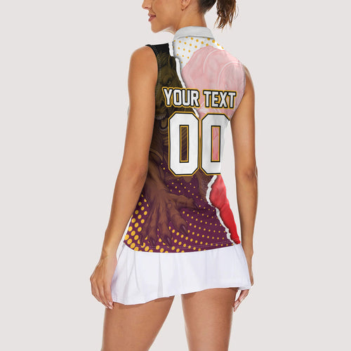 Personalized Brisbane Broncos vs Dolphins Women Sleeveless Polo Shirt Rivalry Dynamic Sports Rugby Mascot Graphic Art