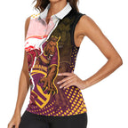 Personalized Brisbane Broncos vs Dolphins Women Sleeveless Polo Shirt Rivalry Dynamic Sports Rugby Mascot Graphic Art