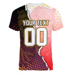 Personalized Brisbane Broncos vs Dolphins Women V-Neck T-Shirt Rivalry Dynamic Sports Rugby Mascot Graphic Art