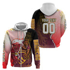 Personalized Brisbane Broncos vs Dolphins Zip Hoodie Rivalry Dynamic Sports Rugby Mascot Graphic Art