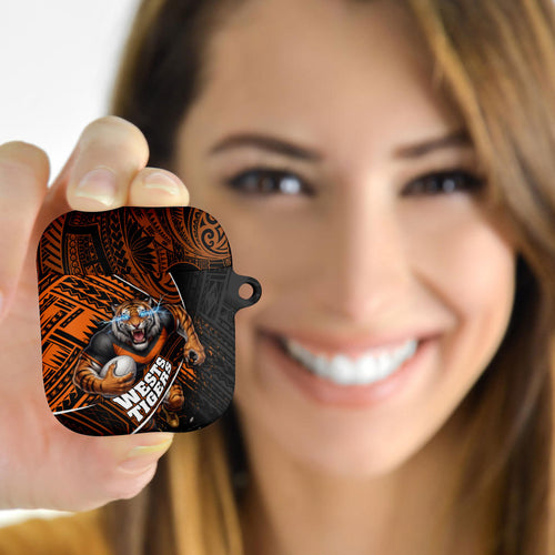 Wests Tigers Rugby AirPods Case Tribal Polynesian Power Art - Lightning Mascot