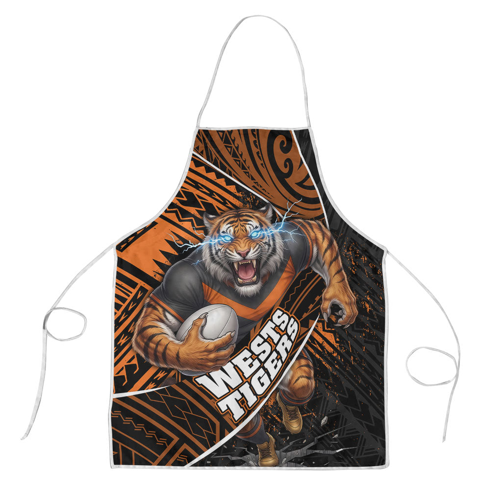 Wests Tigers Rugby Apron Tribal Polynesian Power Art - Lightning Mascot