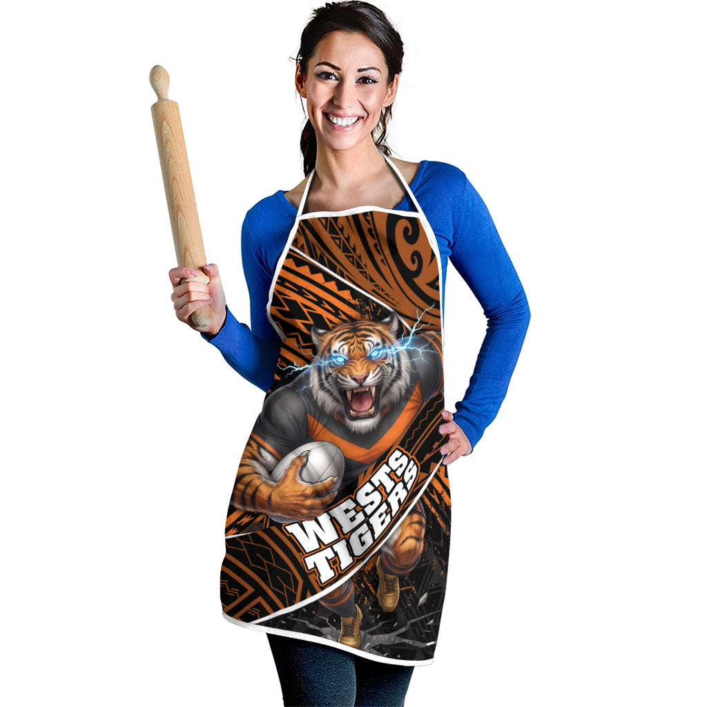 Wests Tigers Rugby Apron Tribal Polynesian Power Art - Lightning Mascot