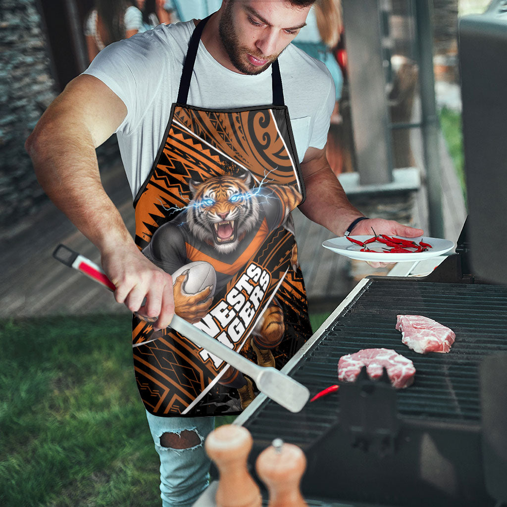 Wests Tigers Rugby Apron Tribal Polynesian Power Art - Lightning Mascot