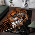 Wests Tigers Rugby Area Rug Tribal Polynesian Power Art - Lightning Mascot