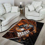 Wests Tigers Rugby Area Rug Tribal Polynesian Power Art - Lightning Mascot