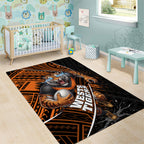 Wests Tigers Rugby Area Rug Tribal Polynesian Power Art - Lightning Mascot