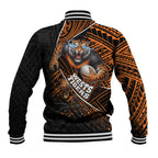 Wests Tigers Rugby Baseball Jacket Tribal Polynesian Power Art - Lightning Mascot
