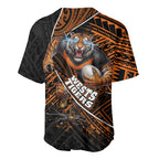 Wests Tigers Rugby Baseball Jersey Tribal Polynesian Power Art - Lightning Mascot