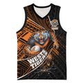 Wests Tigers Rugby Basketball Jersey Tribal Polynesian Power Art - Lightning Mascot