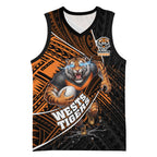 Wests Tigers Rugby Basketball Jersey Tribal Polynesian Power Art - Lightning Mascot