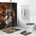 Wests Tigers Rugby Bathroom Set Tribal Polynesian Power Art - Lightning Mascot