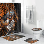 Wests Tigers Rugby Bathroom Set Tribal Polynesian Power Art - Lightning Mascot