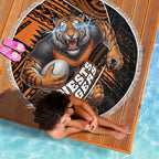 Wests Tigers Rugby Beach Blanket Tribal Polynesian Power Art - Lightning Mascot