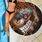 Wests Tigers Rugby Beach Blanket Tribal Polynesian Power Art - Lightning Mascot