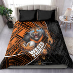Wests Tigers Rugby Bedding Set Tribal Polynesian Power Art - Lightning Mascot