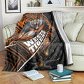 Wests Tigers Rugby Blanket Tribal Polynesian Power Art - Lightning Mascot