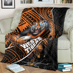 Wests Tigers Rugby Blanket Tribal Polynesian Power Art - Lightning Mascot