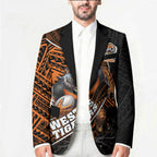 Wests Tigers Rugby Blazer Tribal Polynesian Power Art - Lightning Mascot